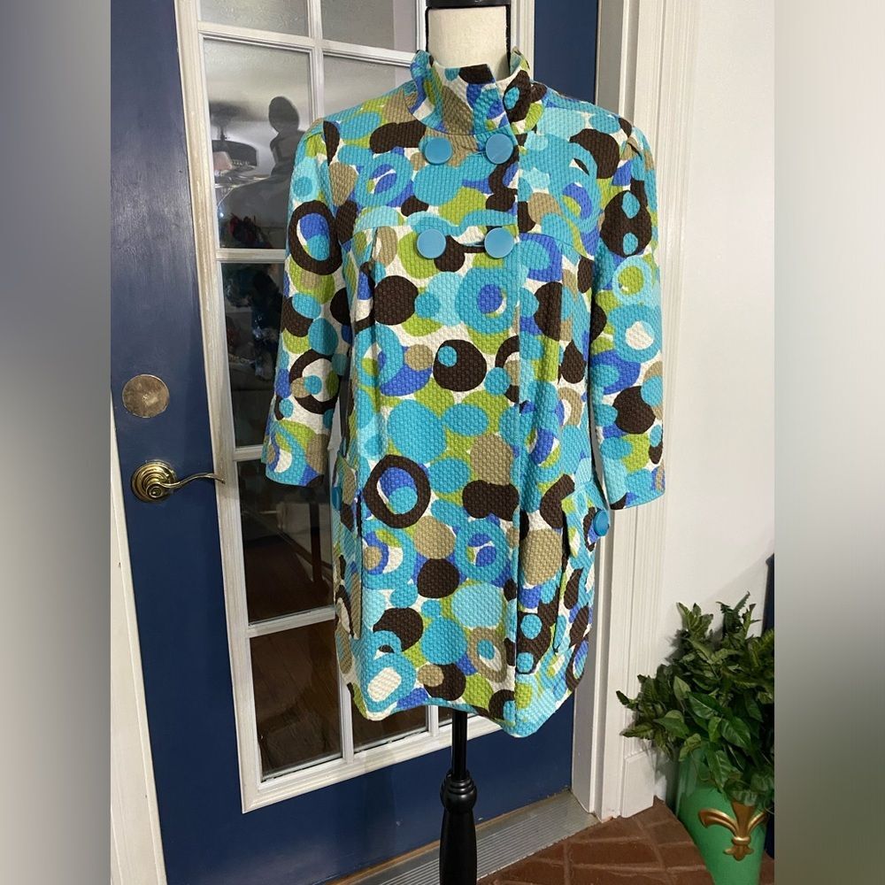 Mac & Jac  pea coat turquoise floral Size Medium